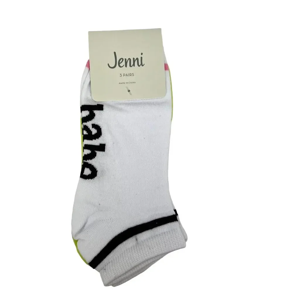 Jenni Women's 3 Pack Palm Neon No-Show Socks - NWT
